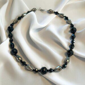 Black & Silver Teardrop Bead Necklace